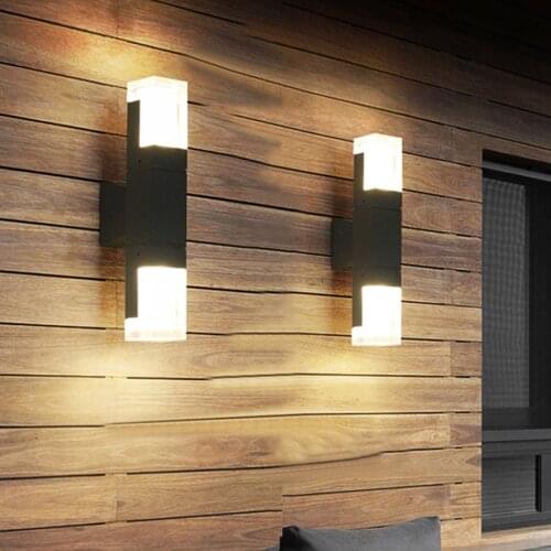 Thrisdar Waterproof Acrylic LED Wall Lamp Outdoor Aluminum Up and Down Garden Porch Light Courtyard Villa Corridor Wall Light