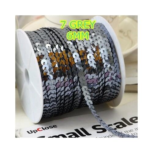 100 Yards 6mm Round Sequin Trim, Sold per Packet of 1 Roll(100 Yards)-7 Grey