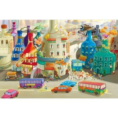 1000PCS Paper Jigsaw Puzzle (Wine City) for Adults Kids Toys Set 50x75cm