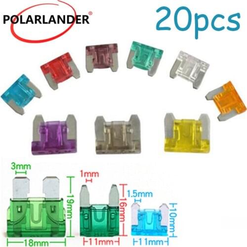 20PCS auto insurance plug fuse 3A 5A 7.5A 10A 15A 20A 25A 30A 35A 40A fuse zinc material Small Car fuse Standard fuse
