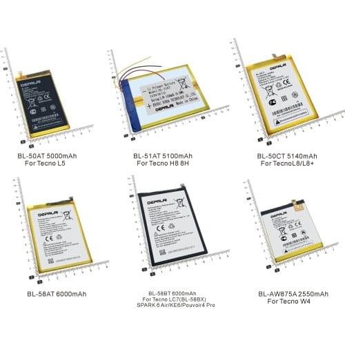 BL-50AT BL-50CT BL-51AT BL-58AT BL-58BT BL-AW875A Battery For Tecno L5 L8 H8 8H LC7 BL-58BX SPARK 6 Air KE6 Pouvoir 4 W4