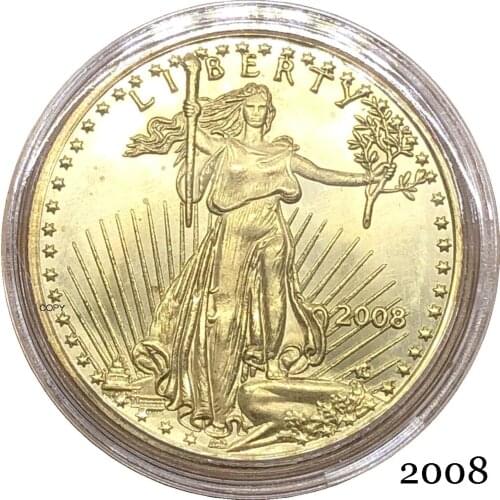 United States Of America Eagle Gold BUllion Brass Metal coins $25 Half Ounce 25 Dollars 2008 Liberty In God We Trust Copy Coin