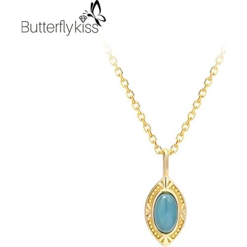 BK 925 Sterling Silver Pendant Necklaces For Women Girl Topaz Oval Blue Gemstone Fine Jewelry Wedding Engagement Anniversary