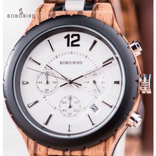 BOBO BIRD Men Watch For Male Luxury Quartz Wristwatches Wood Timepieces Chronograph Luminous Hands Quartz Watches Male Watch