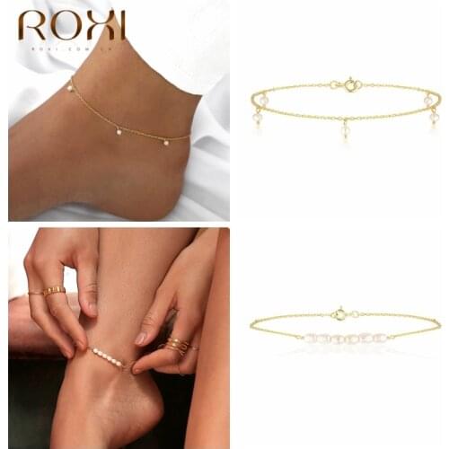 ROXI Boho Pearl Anklets for Women Girls Ankle Bracelet Summer Fashion Jewelry Tobilleras Mujer Gold Leg Bracelet Chaine Cheville