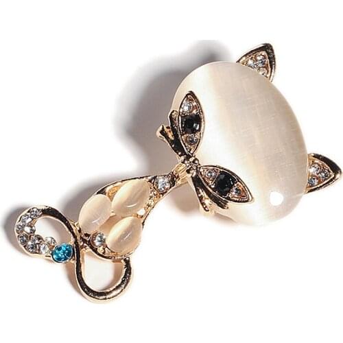 New Fashion Hot Sale Gold Color Filled Multicolor Opal Stone Fox Brooches Womens Fashion Cute Animal Crystal Pin Brooch Jewelry