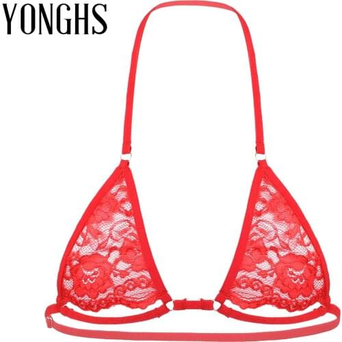 Mens Sissy Crossdressing Lingerie Bra Adjustable Spaghetti Straps Nipples Hollow Out Gay Underwear Sexy Wire-free Unlined Bra