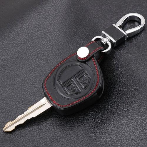 Car keychain Black Leather 2 Button Key Case For SUZUKI SX4 Swift Grand Vitara Liana Key Cover Accessories