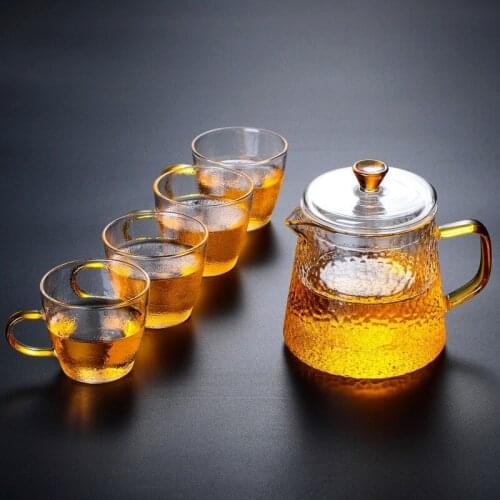 Flower tea coffee glass teapots gaiwan teacups one pot four cups chinese teaware portable travel tea sets with travel bag
