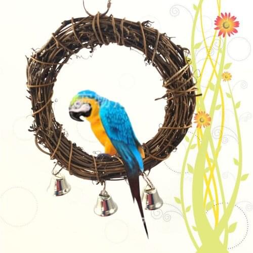 Wooden parrot swing Glabrous Greenbrier rhizome Vine ring bite toy bird Stand bird cage accessories Bird supplies HZ1035