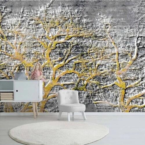 Photo Wallpapers Creative Forest Golden Trees Mural Living Room Sofa Background Wall Home Decoration Wall Cloth Wallpaper For 3D