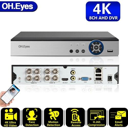 OH.eyes 8CH 4K AHD DVR AI H.265 Hybrid 8 Megapixel NVR Digital Video Recorder for 2MP 4MP 5MP 8MP AHD/TVI/CVI/XVI/IP Cameras