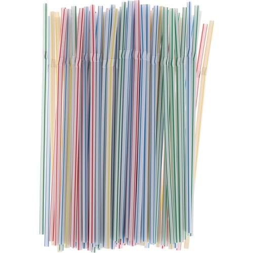 Colorful 100PCS/set 21cm Curved Plastic Drinking Straw Cocktail Lounge Wedding Birthday Party