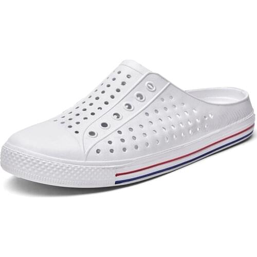 QUAOAR Men Summer Beach Slippers Breathable Casual Men Slides Lightweight Massage Male Slippers Non-slip Soft Flats Big Size 45