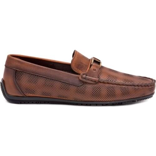 Male Tan Genuine Leather Loafer Shoes MRC11087TABA