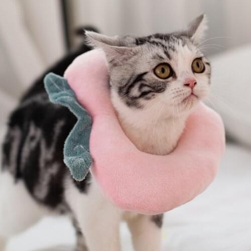 Soft Cotton Pet Elizabethan Collar Cute Dog Cat Toast Peach Adjustable Wound Healing To Avoid Biting Pet Neck Ring Cat Gifts