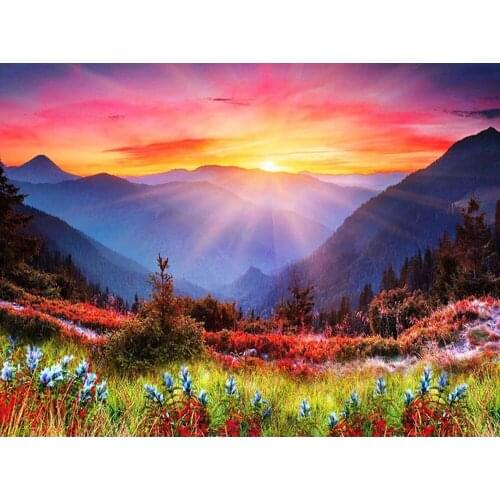 JMINE Div 5D Mountain Forest sunset Full Diamond Painting cross stitch kits art High Quality Scenic 3D paint by diamonds