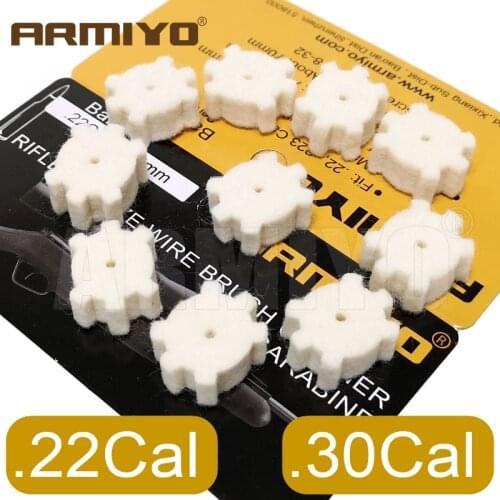 Armiyo .22Cal 5.56mm .30Cal 7.62mm ar Chamber Mop Cleaning Pads Wool Felt Gun Brush Cleaning Kit Swabs Hunting Accessories