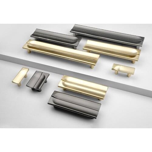 New Nano Gray Kitchen Cabinet Door Handle Modern Simple Gold Wardrobe Drawer Knob Furniture Hardware Decoration Handle