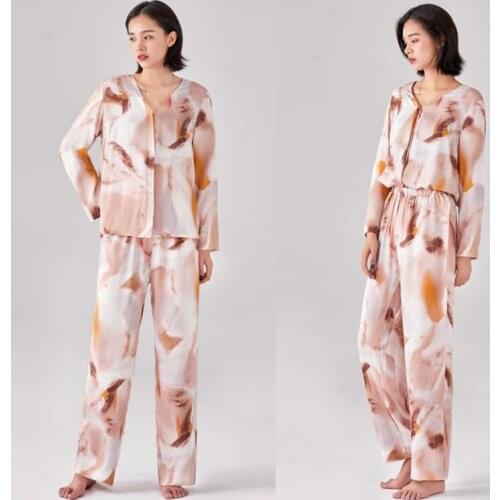 2020 Autumn Womens 2pc Pajamas Set Printing Long Sleeve Shirt Pants Trousers Pajama Nightwear Sleepwear Loungewear Pyjamas Suit