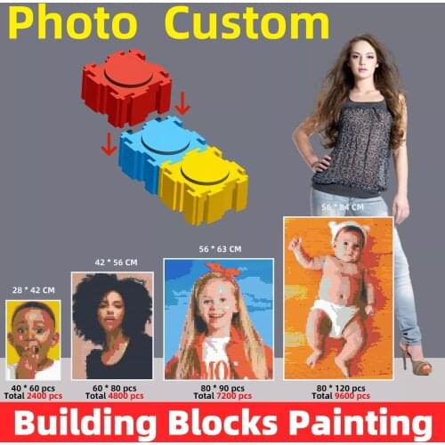 80X120 PCS DIY Pixel Art Block Photo Custom Mosaic Building Blocks Painting Private Design Portrait Scenery Wall Decoration Gift