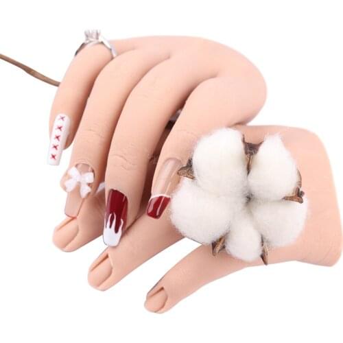 Nail Practice Hand Nail Art Acrylic with Flexible Four Fingers Adjustment Real Skin Tones As Professional Practical Nail Tools