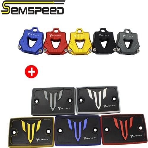 SEMSPEED CNC Motorcycle MT-07 Master Cylinder Front Oil Brake Fluid Reservoir Key Cover Cap For Yamaha MT07 MT 07 2014-2018 2019