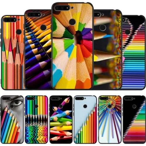 Colored pencils black Silicone Phone Case For honor 30 20 Pro 8 8X 9 10 20 Lite Mate 10 20 30 Lite Pro cover