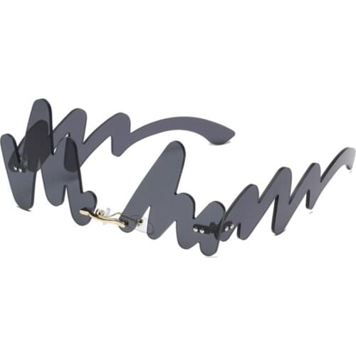 Luxury Fashion Wave Punk Sunglasses Women 2021 Rimless Sun Glasses Red Wave Shades For Vintage Men Women Unique Glasses