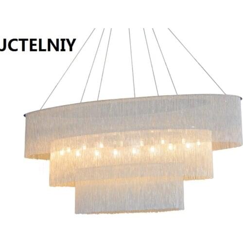 Modern chain chandelier hotel light light luxury creative villa living room black chandelier Nordic Oval chandelier