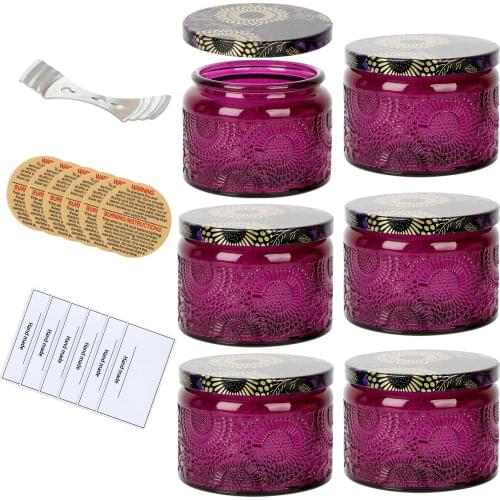 6pcs Glass Bottles Candle Making Jar Diy Empty Brown Candle Cup Jar with Lid Essential Oil Wedding Scented Birthday Party