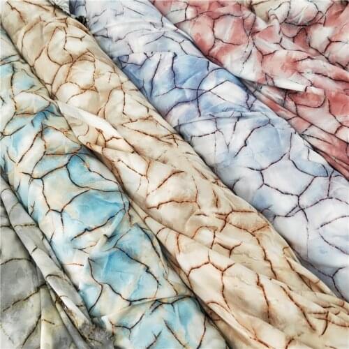 Stylish Fabric Stone Crack Printed Stretchy Chiffon Skirt Handmade SewingTissue Soft Material