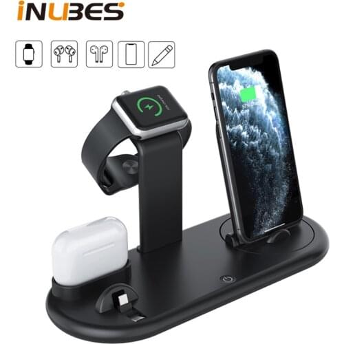 LED 7 in 1 Wireless Charger For iPhone Charging Dock Station For Apple Watch Airpods Pencil Charger Type C Stand Fast Charging
