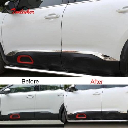 Tonlinker Exterior Car Door Edge Cover sticker for CITROEN C5 Aircross 2018-19 Car Styling 4 PCS Stainless steel Cover sticker