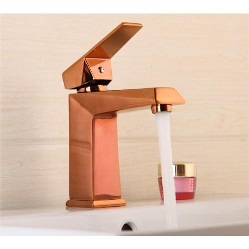 Torayvino Bathroom Basin Faucet Rose-golden Painting Space Aluminium taps Metal Materials Single Handle Deck Mounted Faucet