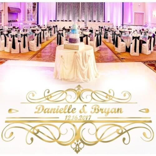 Wedding Welcome Mirror Vinyl Sticker Custom Names & Date Wall Decal Wedding Party Decor Vinyl Sign Mural J926-1
