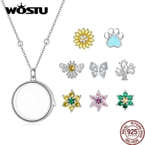 WOSTU 925 Sterling Silver Elf Energy Box Necklace Pendant Fit Long Chain Link Necklace For Women Fine Jewelry CTN232