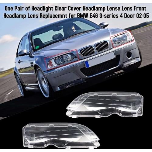 1 Pair Right / Left Car Headlight Front Headlamp Lens Clear Cover Headlamp Lense Lens for BMW E46 3-series 4 Door 02-05