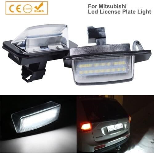 2Pcs LED Number License Plate Light Lamps For Mitsubishi Eclipse 1 2 3 4 Cross Cabriolet Outlander 1 2 3 XL Lancer 8 Sportback