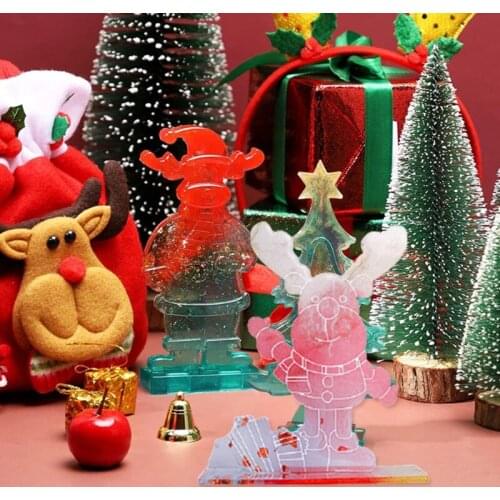 Christmas Theme Epoxy Resin Mold Xmas Elk Silicone Mould DIY Crafts Home Party Table Decor Ornaments Casting Tools