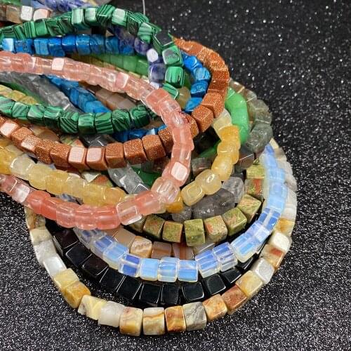 65Pcs Natural Stone Beads For Jewelry Making Square Semi-precious Loose Beads DIY Necklace Bracelet Handiwork Accessory