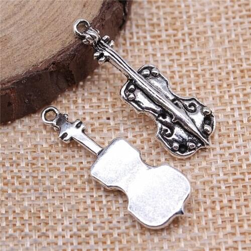 Free shipping 25pcs 32x11mm antique silver Cello charms diy retro jewelry fit Earring keychain hair card pendant accessories