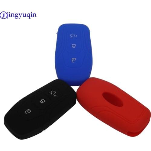 Jingyuqin 3 Buttons Silicone Rubber Car Key Case Cover For Ford F-150 Mondeo Galaxy S-Max Explorer Ranger Auto Remote Protector