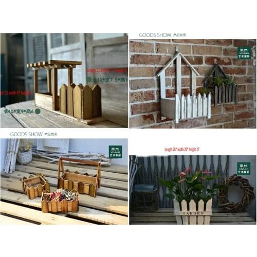 1 pcs Farmhouse style Wooden fence wall hanging basket Hanging flower pot Creative home decorations