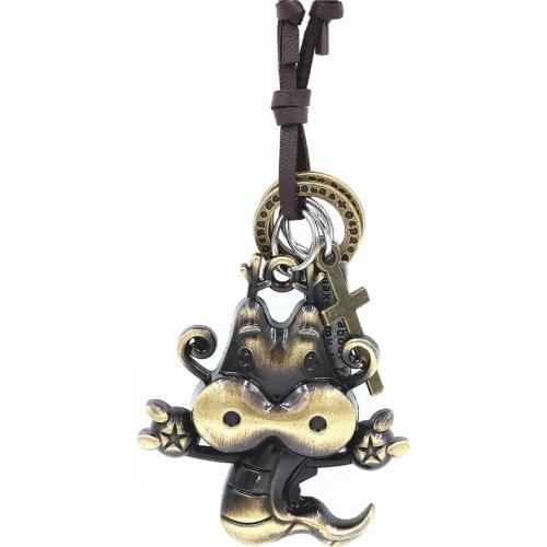 DGW jewelry Dragon charm necklaces & pendants kolye, Vintage leather Necklace Men collier femme Men necklace Drop shipping