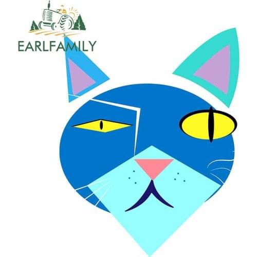 EARLFAMILY 13cm x 10.1cm For Abstract Cat Car Styling Stickers Anime Graphics Decal Car Accessories DIY Custom Printing