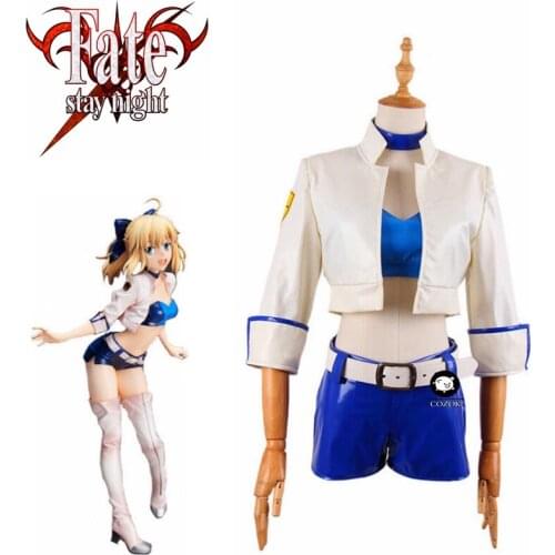 Fate Stay Night Grand Order Saber Type Moon Racing Suit Jacket Coat Shorts Uniform Outfit Anime Cosplay Costumes