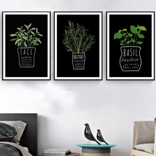 Gohipang Canvas Pictures Decor Kitchen Office Wall Potted Plant And Letters A4 Painting Art Printed Nordic Style Fashion Posters