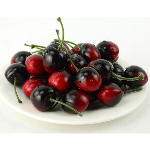 Festive Party Artificial Decorations Foam Simulation Mini 3D Fake Red Black Cherry Imitation Model Props 20pcs/lots