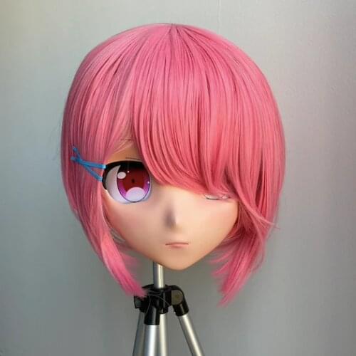KGM 033) Handmade Girl Resin Cosplay Japanese Role Play Crossdresser Doll Transgender Kigurumi Ram Mask Made in Japan